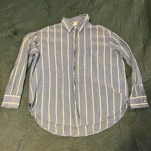 Blue Button-down with white stripes